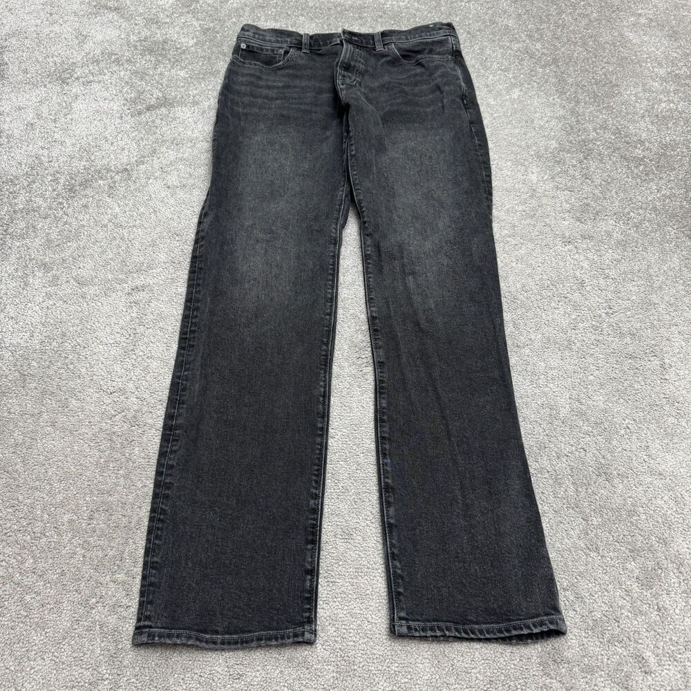Madewell 1991 Straight Fit Denim Jeans Mens 32x34 Washed Black Stretch Casual